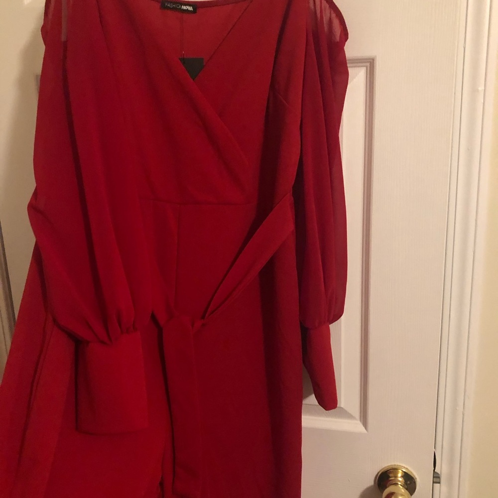 2X, red, ballon sleeves, wide leg, wrap, jumpsuit